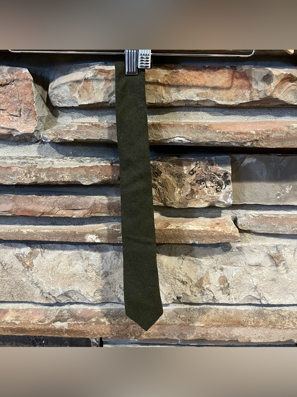 Classic Topman Olive Green Wool Tie - Minimalist Style